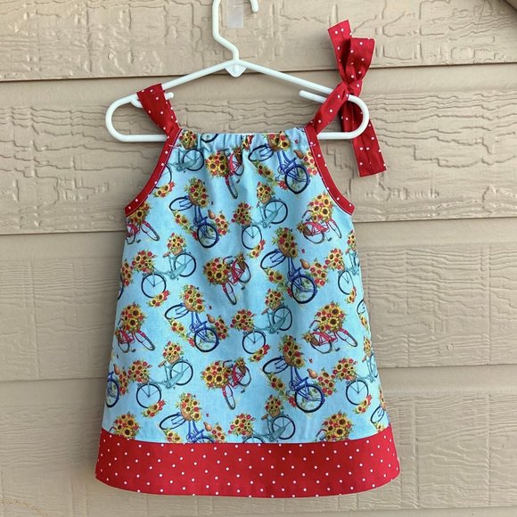Little girls size 2T handmade pillowcase dress, Bicycle dress, lightweight dress - Picture 2 of 5